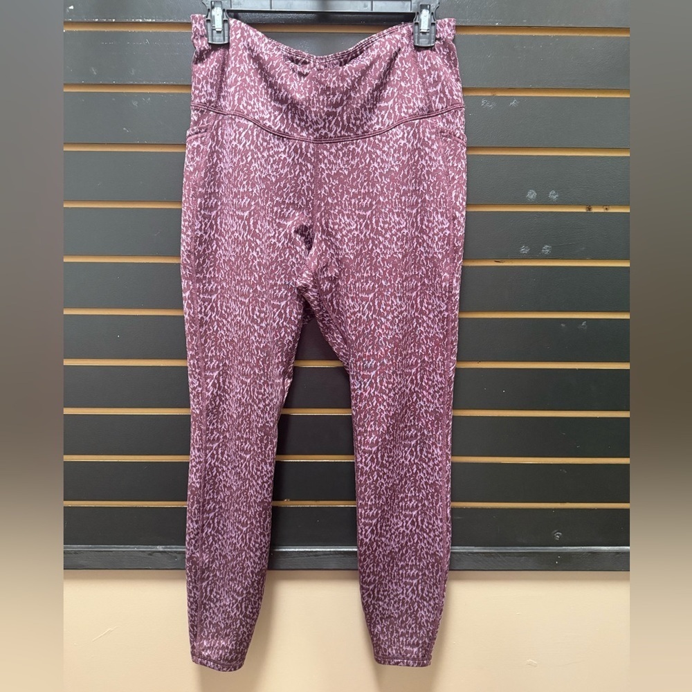 All In Motion High-Rise Printed Leggings Burgundy/Plum – Women’s Size M